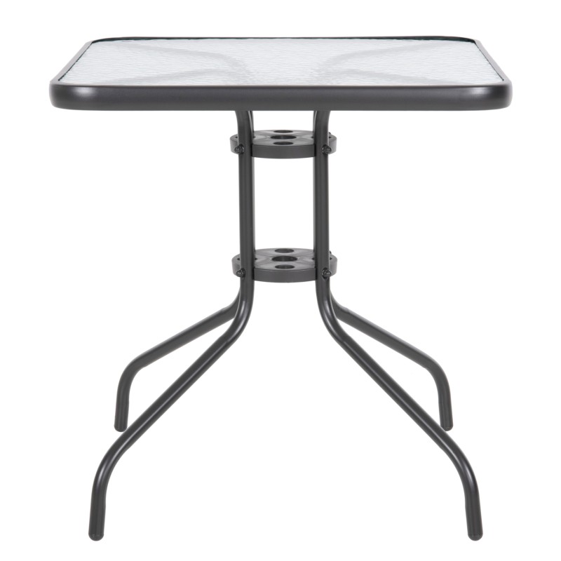 OUTDOOR TABLE SQUARE FIGO FK5036.01 GREY METAL-GLASS TABLETOP 70Χ70Χ72Hcm OUTDOOR TABLE SQUARE FIGO FK5036.01 GREY METAL-GLASS TABLETOP 70Χ70Χ72Hcm