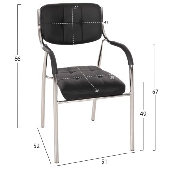 Conference office chair OBERON FK1018.01 Black PU 51x52x86Ηcm Conference office chair OBERON FK1018.01 Black PU 51x52x86Ηcm
