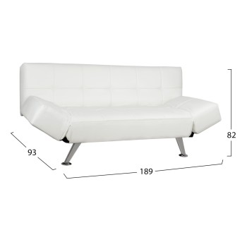 Sofa/Bed FK3001.01 Thom with folding arms White PU 189x93x82 cm