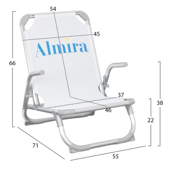 BEACH CHAIR HEAVY DUTY ALUMINUM ALMIRA FK5053.03 WHITE TEXTILENE--HIGH BACKREST 55x71x66Hcm