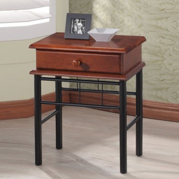 Bedside table Reven FK30 metal and rubberwood with 1 drawer 45x43x58Hcm