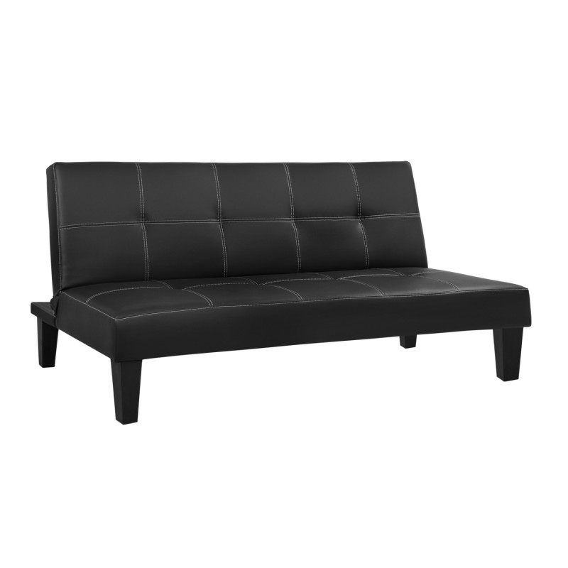 Sofa/Bed 3 seater FK3002.02 Black PU with details 186x90x82 Sofa/Bed 3 seater FK3002.02 Black PU with details 186x90x82