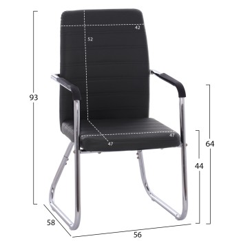 Conference chair FK1021.01 With arms and black PU 54x60x94 cm Conference chair FK1021.01 With arms and black PU 54x60x94 cm