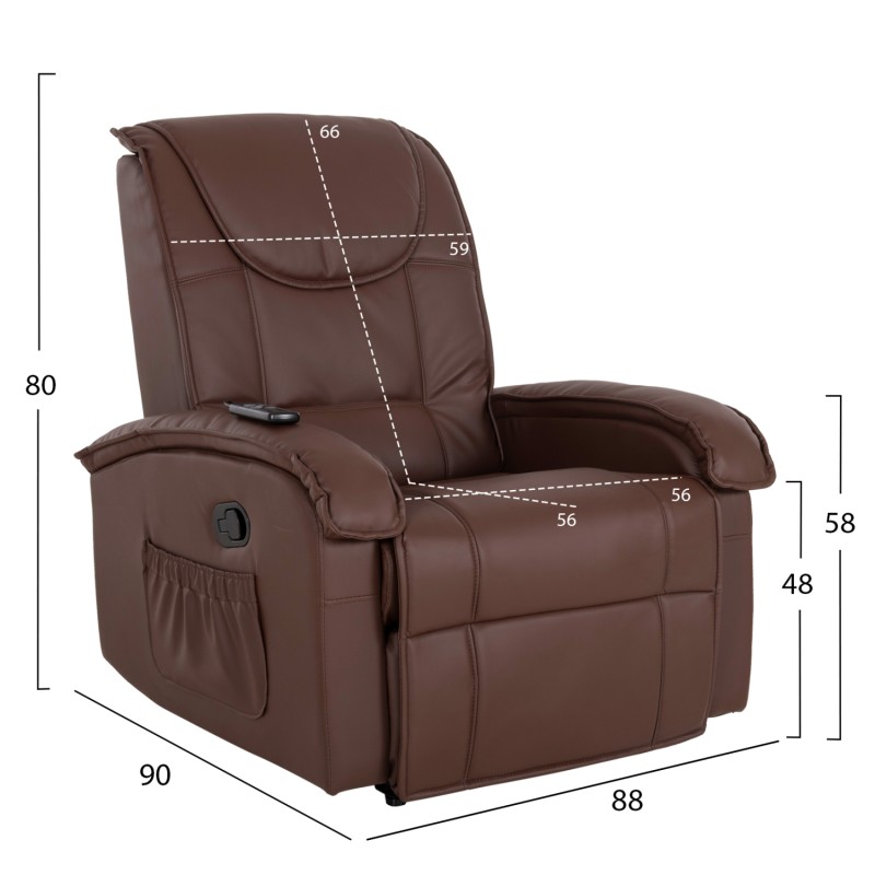 FK0026.03 Armchair ROCCA, massage mechanism, PU brown 80x96x97 cm FK0026.03 Armchair ROCCA, massage mechanism, PU brown 80x96x97 cm