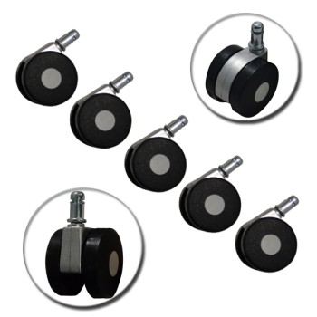 Spare caster wheels for office chair special Black-Silver set 5pieces Spare caster wheels for office chair special Black-Silver set 5pieces
