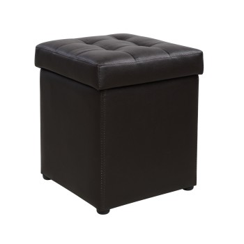 Stool PU with storage space Brown cube FK224.03--38x38x36.5Hcm