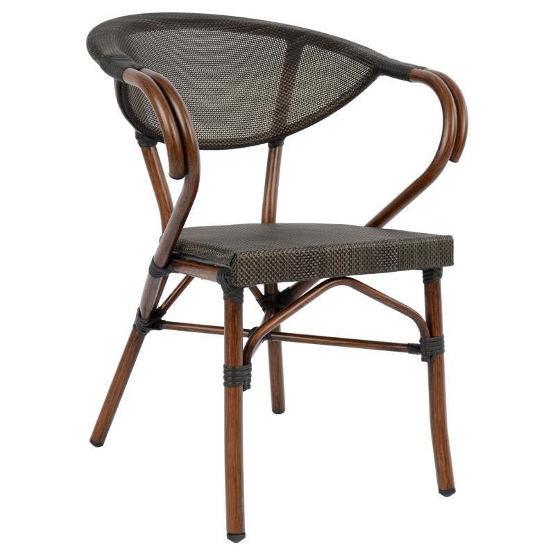 Armchair Aluminum Bamboo Look Brown with textline FK5025 60,5x59x81Η cm Armchair Aluminum Bamboo Look Brown with textline FK5025 60,5x59x81Η cm