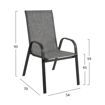 OUTDOOR ARMCHAIR LEON FK5000.01 GREY METAL FRAME-GREY TEXTILENE 54x70x93Hcm.