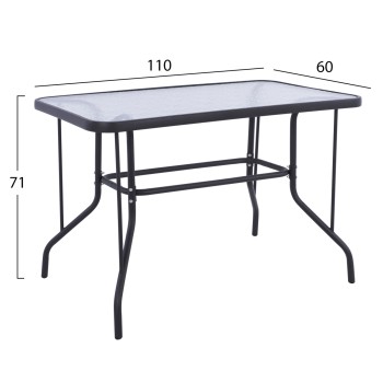 OUTDOOR METALLIC TABLE ADAM FK5020.01 DARK GREY WITH SAFETY GLASS TOP 110Χ60Χ71Hcm. OUTDOOR METALLIC TABLE ADAM FK5020.01 DARK GREY WITH SAFETY GLASS TOP 110Χ60Χ71Hcm.