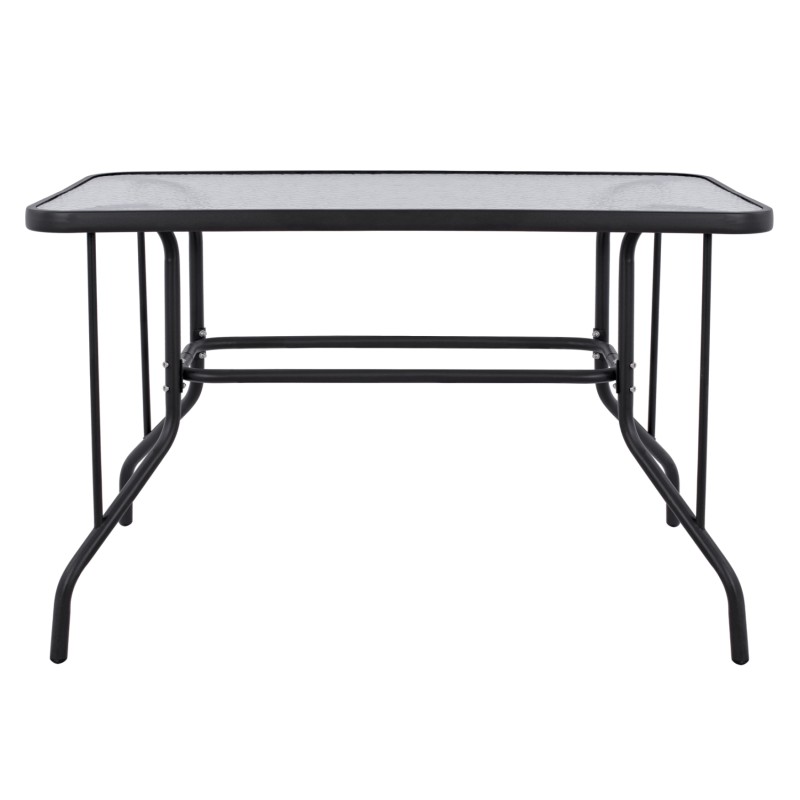 OUTDOOR METALLIC TABLE ADAM FK5020.01 DARK GREY WITH SAFETY GLASS TOP 110Χ60Χ71Hcm.
