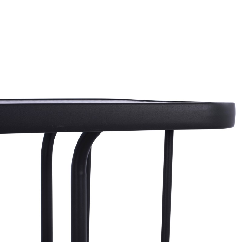 OUTDOOR METALLIC TABLE ADAM FK5020.01 DARK GREY WITH SAFETY GLASS TOP 110Χ60Χ71Hcm.