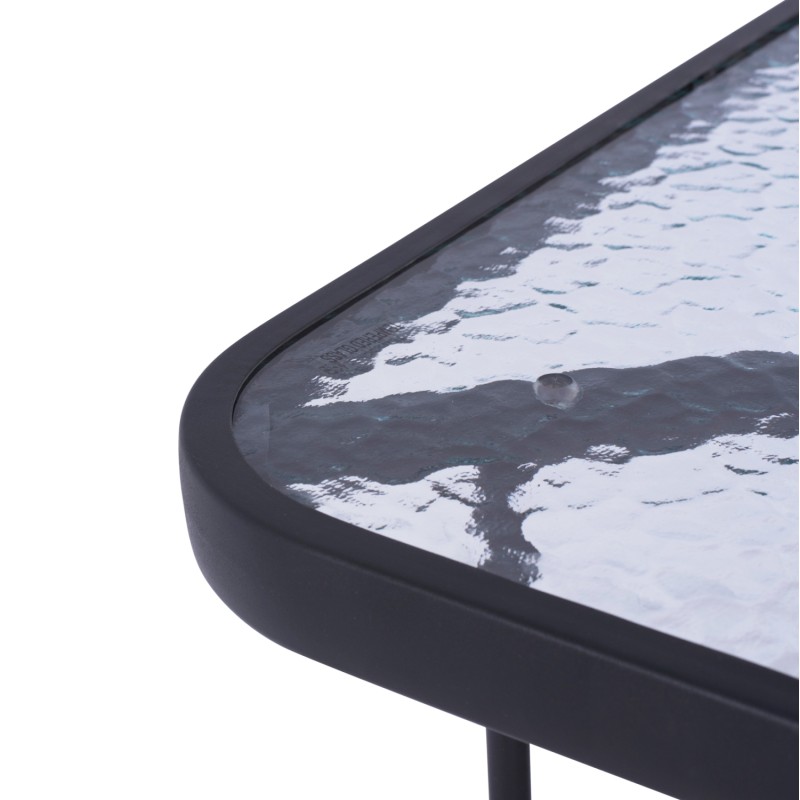 OUTDOOR METALLIC TABLE ADAM FK5020.01 DARK GREY WITH SAFETY GLASS TOP 110Χ60Χ71Hcm.