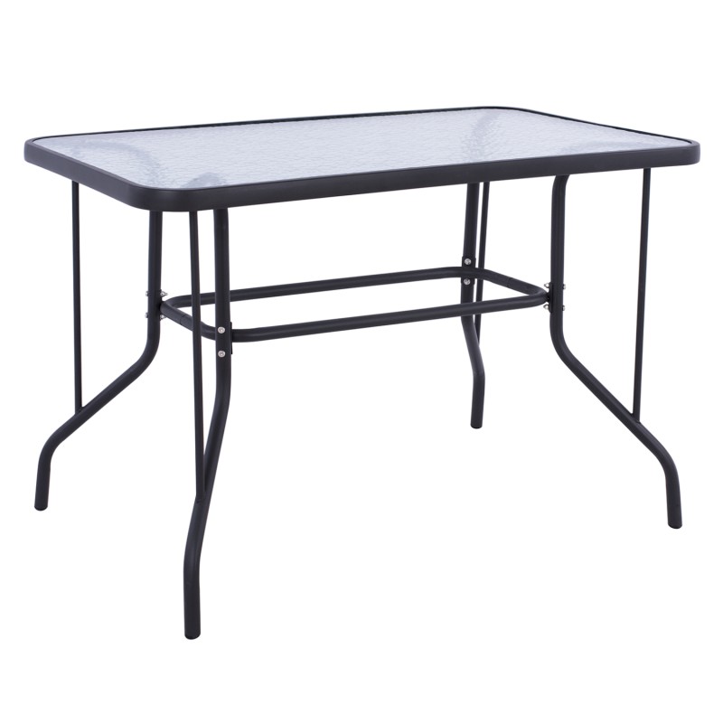 OUTDOOR METALLIC TABLE ADAM FK5020.01 DARK GREY WITH SAFETY GLASS TOP 110Χ60Χ71Hcm.