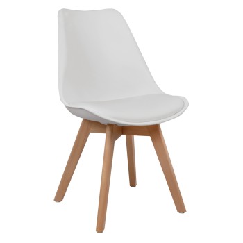 Chair Vegas FK0033.01-wooden legs-white seat-47x56,6x82Υ cm