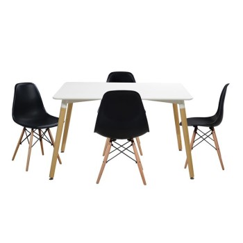 Set dining table 5 pieces Table minimal 120x80x73 cm- Twist Black FK10080.02 Set dining table 5 pieces Table minimal 120x80x73 cm- Twist Black FK10080.02