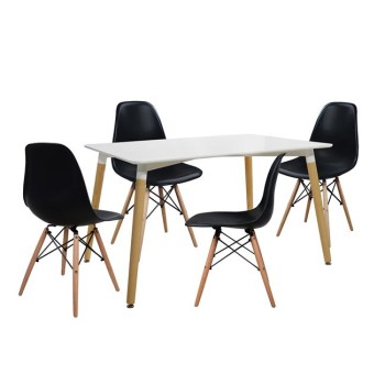 Set dining table 5 pieces Table minimal 120x80x73 cm- Twist Black FK10080.02