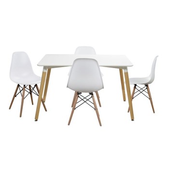 Set dining table 5 pieces Table minimal 120x80- Twist White FK10080.01 Set dining table 5 pieces Table minimal 120x80- Twist White FK10080.01