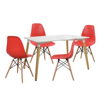 Set dining table 5 pieces Table minimal 120x80x73 cm- Twist red FK10080.04