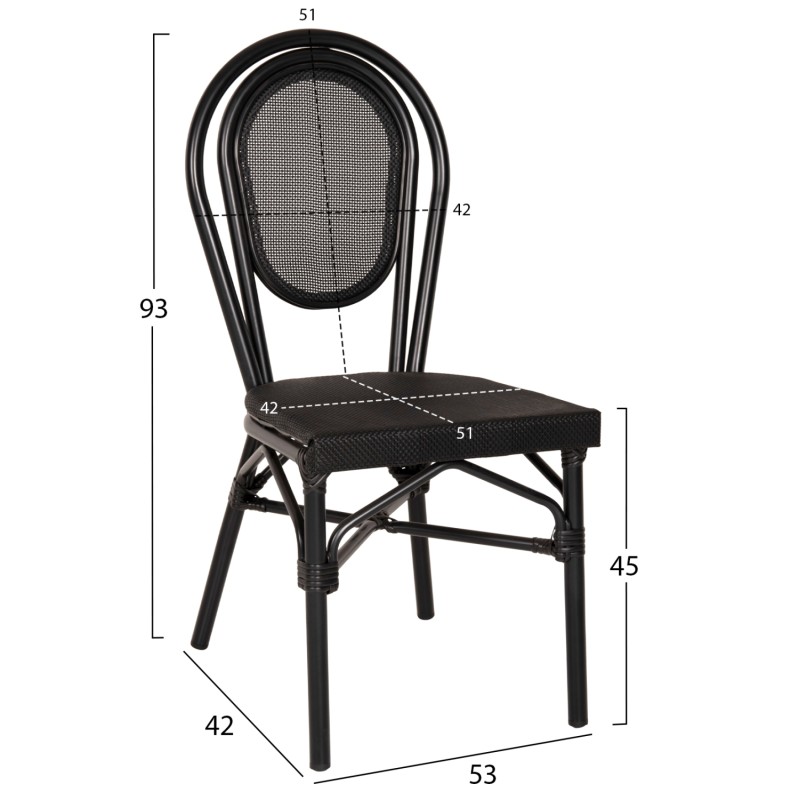 Aluminum Chair Bamboo Look Black with Textline 45x57x88cm FK5052 Aluminum Chair Bamboo Look Black with Textline 45x57x88cm FK5052