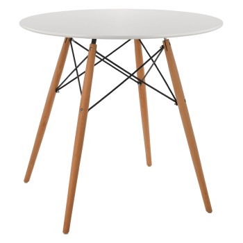 DINING TABLE ROUND MINIMAL FK0059.01 MDF IN WHITE COLOR-BEECH WOOD LEGS IN NATURAL Φ80Χ72Hcm.