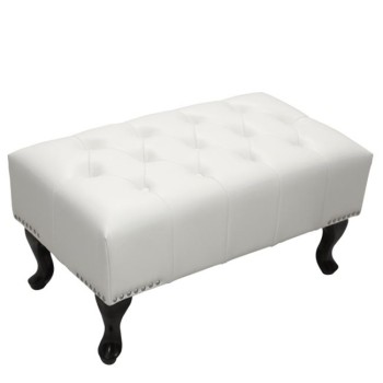 PIANO STOOL T.CHESTERFIELD EMMA FK226.02 PU WHITE-BLACK LEGS 80x44x39Hcm