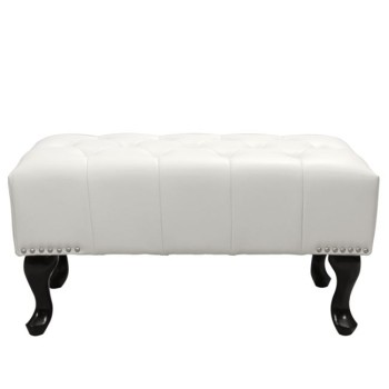 PIANO STOOL T.CHESTERFIELD EMMA FK226.02 PU WHITE-BLACK LEGS 80x44x39Hcm