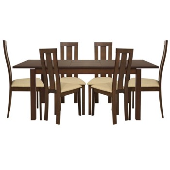 Set Dining table 7 pieces Opening & chair Walnut color FK10090 Set Dining table 7 pieces Opening & chair Walnut color FK10090