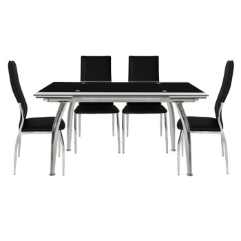 Set dining table 5 pieces Table Loca 170x80- Kim Black FK10012.02 Set dining table 5 pieces Table Loca 170x80- Kim Black FK10012.02