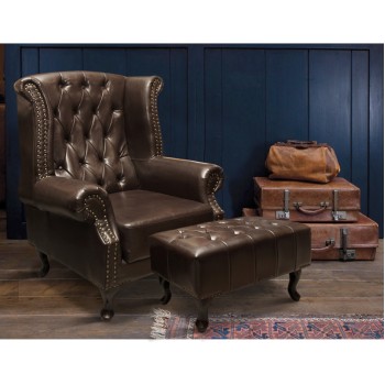 Set Armchair Polina with footstep Emma Dark Brown FK10198 Set Armchair Polina with footstep Emma Dark Brown FK10198