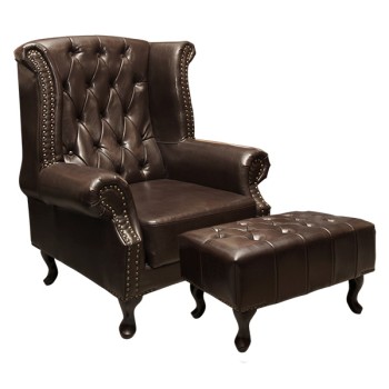 Set Armchair Polina with footstep Emma Dark Brown FK10198