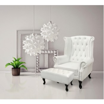 Set Armchair Polina with footstool Emma White matte Set Armchair Polina with footstool Emma White matte