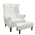 Set Armchair Polina with footstool Emma White matte Set Armchair Polina with footstool Emma White matte