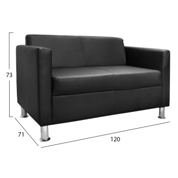 Sofa 2 seater Cubo PU Black FK3033.02 120x71x73cm. Sofa 2 seater Cubo PU Black FK3033.02 120x71x73cm.
