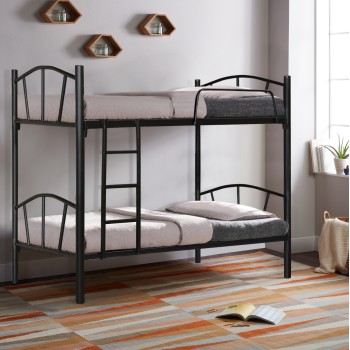 Bed Bunk metallic Floor FK328.01 Black 90x190 cm