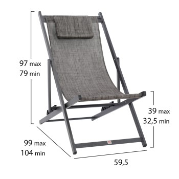 LOUNGE CHAIR PROFESSIONAL KEA FK5076.10 ALUMINUM & TEXTILENE IN GREY COLOR 59,5x102,5x94Hcm.