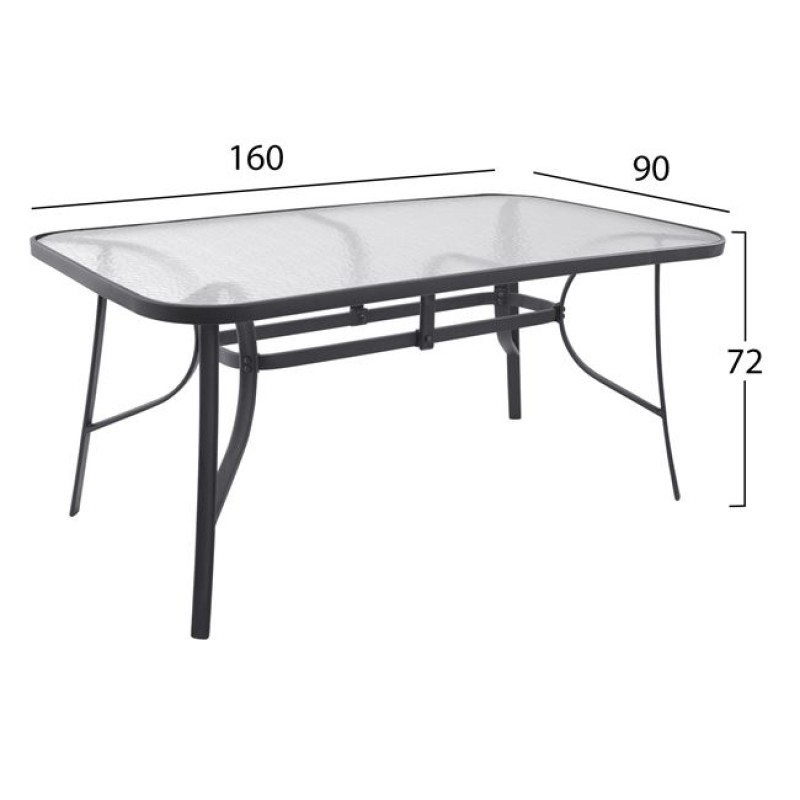Table Bruno Metallic Grey 160Χ90Χ72 FK5074.01