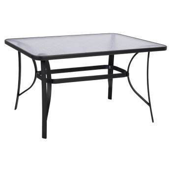 TABLE BRUNO FK5106.01 METALLIC IN GREY COLOR WITH TEMPERED GLASS TABLETOP 140Χ80Χ72Hcm.