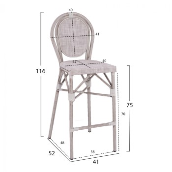 Stool Aluminum Bamboo Look White patina with textline FK5110 47x61x115cm Stool Aluminum Bamboo Look White patina with textline FK5110 47x61x115cm