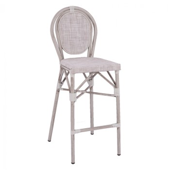 Stool Aluminum Bamboo Look White patina with textline FK5110 47x61x115cm