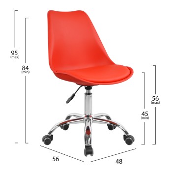 Office chair Vegas FK1052.07 Red 48x56x95Η cm Office chair Vegas FK1052.07 Red 48x56x95Η cm
