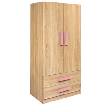 Wardrobe 2 Door Playroom Sonama-Pink FK335+FK336.02 80X50X180cm