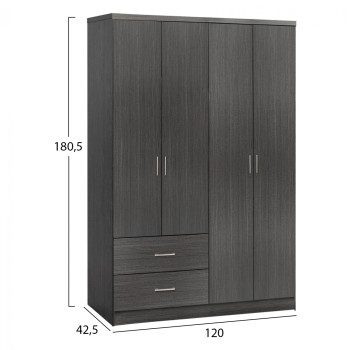 Wardrobe 4 Door with 2 Drawers FK339.01 Zebrano 120x42,5x180,5 Wardrobe 4 Door with 2 Drawers FK339.01 Zebrano 120x42,5x180,5