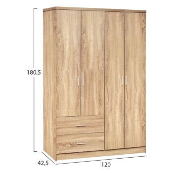 Wardrobe 4 Door with 2 Drawers FK339.02 Sonama 120x42x181 Wardrobe 4 Door with 2 Drawers FK339.02 Sonama 120x42x181