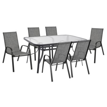 Set Dining Table 7 pieces 160x90 Bruno & 6 Leon Armchair FK5206.01