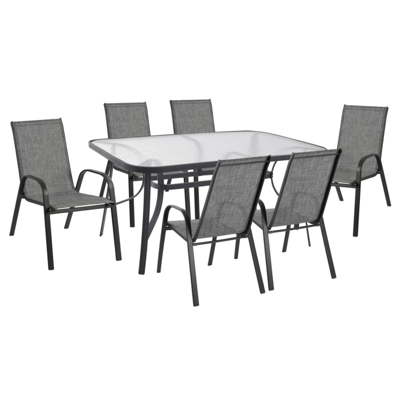 Set Dining Table 7 pieces 160x90 Bruno & 6 Leon Armchair FK5206.01 Set Dining Table 7 pieces 160x90 Bruno & 6 Leon Armchair FK5206.01