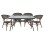 Set Dining Table 5 pieces Bruno Brown color & 4 Armchairs Bamboo Look Brown