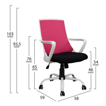 Office chair FK1053.05 Pink with mesh and metal base 58x59x103 cm Office chair FK1053.05 Pink with mesh and metal base 58x59x103 cm