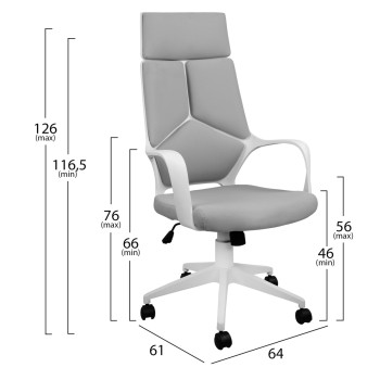 Office chair FK1054.21 Grey and White frame 64x61x126 cm Office chair FK1054.21 Grey and White frame 64x61x126 cm