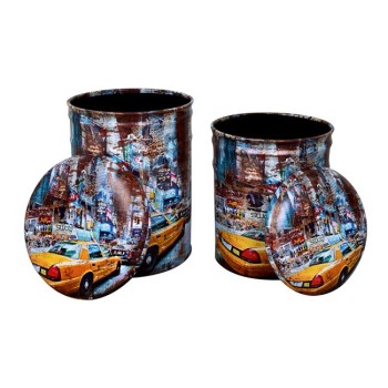 Metallic set 2 pieces Stool with storage space & PU FK267 Yellow Metallic set 2 pieces Stool with storage space & PU FK267 Yellow