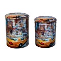 Metallic set 2 pieces Stool with storage space & PU FK267 Yellow Metallic set 2 pieces Stool with storage space & PU FK267 Yellow